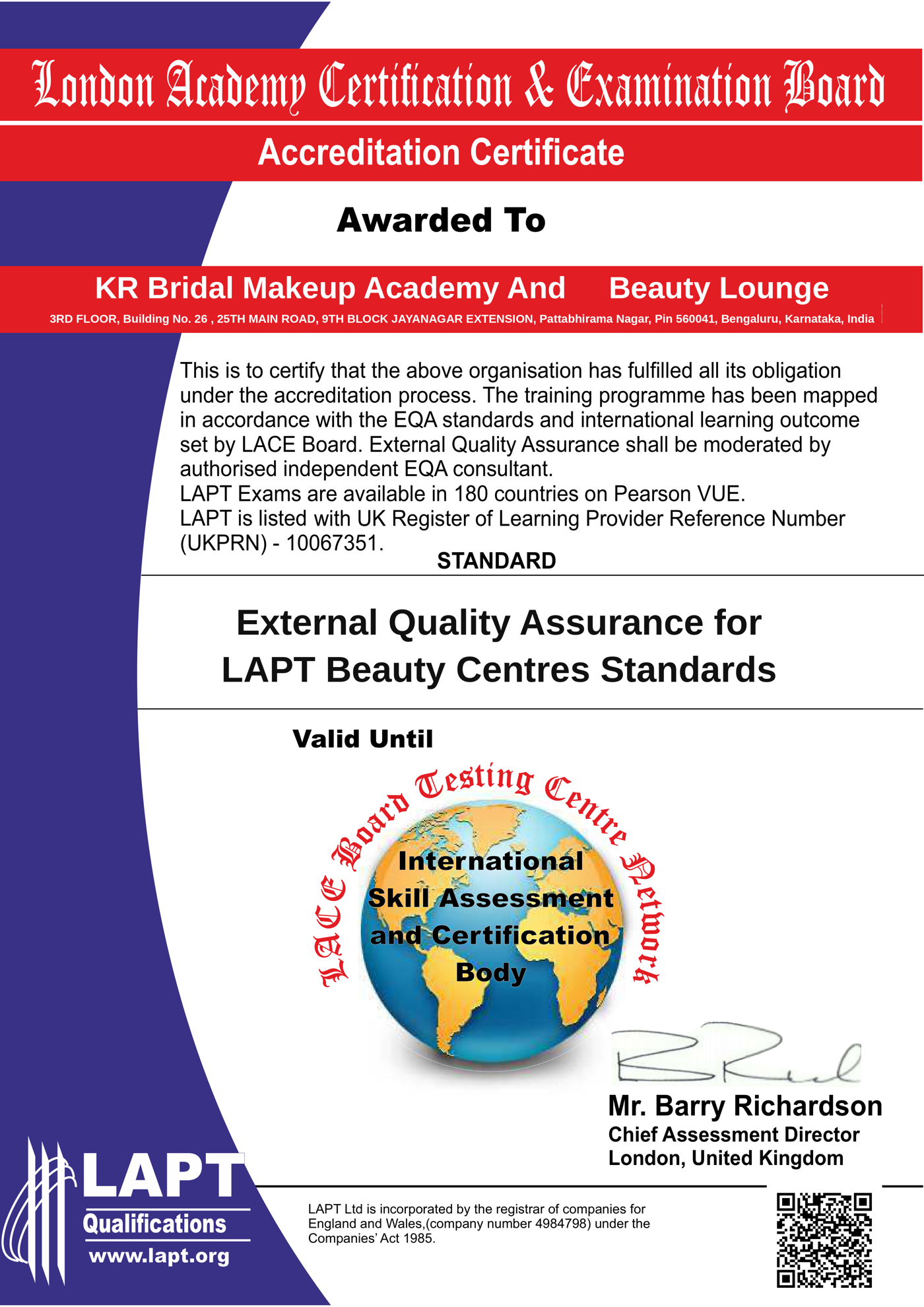Accreditation certificate