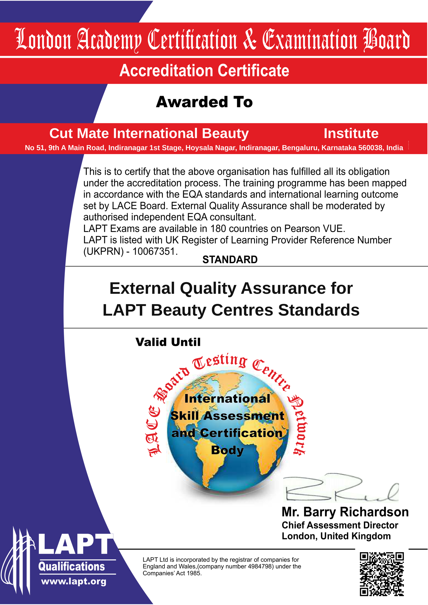 Accreditation certificate