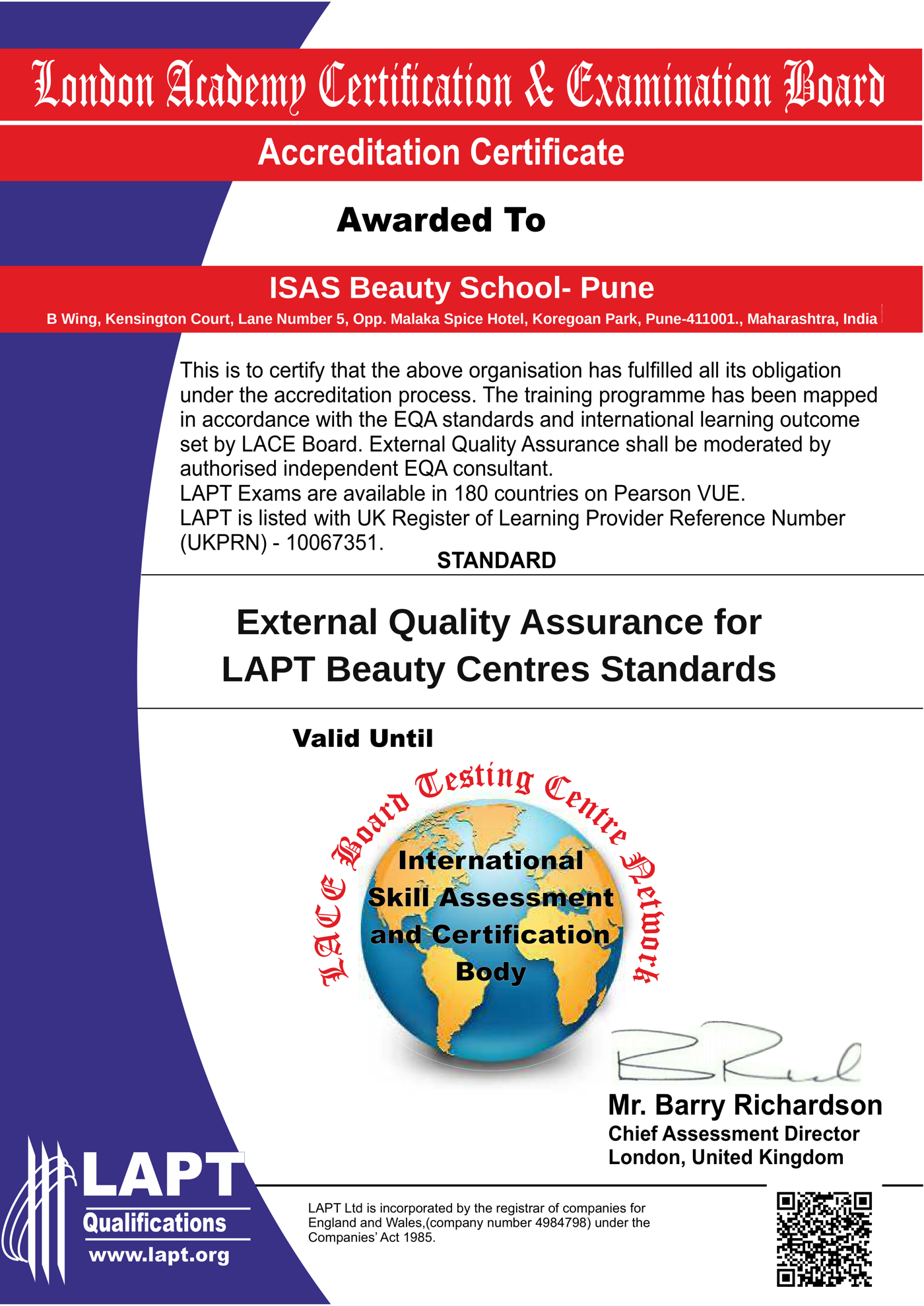 Accreditation certificate