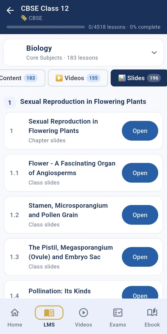 LAPT-UK app class screen with Content, Videos and Slides