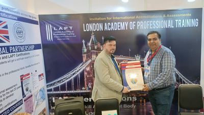The LAPT stand — accreditations handed over